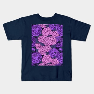 Peony and hydrangea in pink and violet Kids T-Shirt